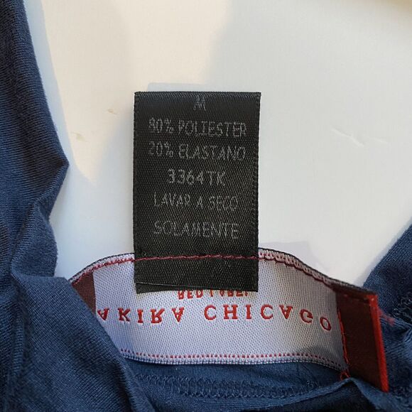 AKIRA Chicago Red Label Womens Sz M Blue Faux Suede Blouse Open Back Dolman Slve - Picture 8 of 11